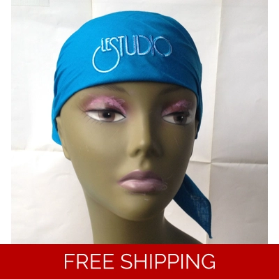 Bandana Teal Black & Blue Embroid Front Logo